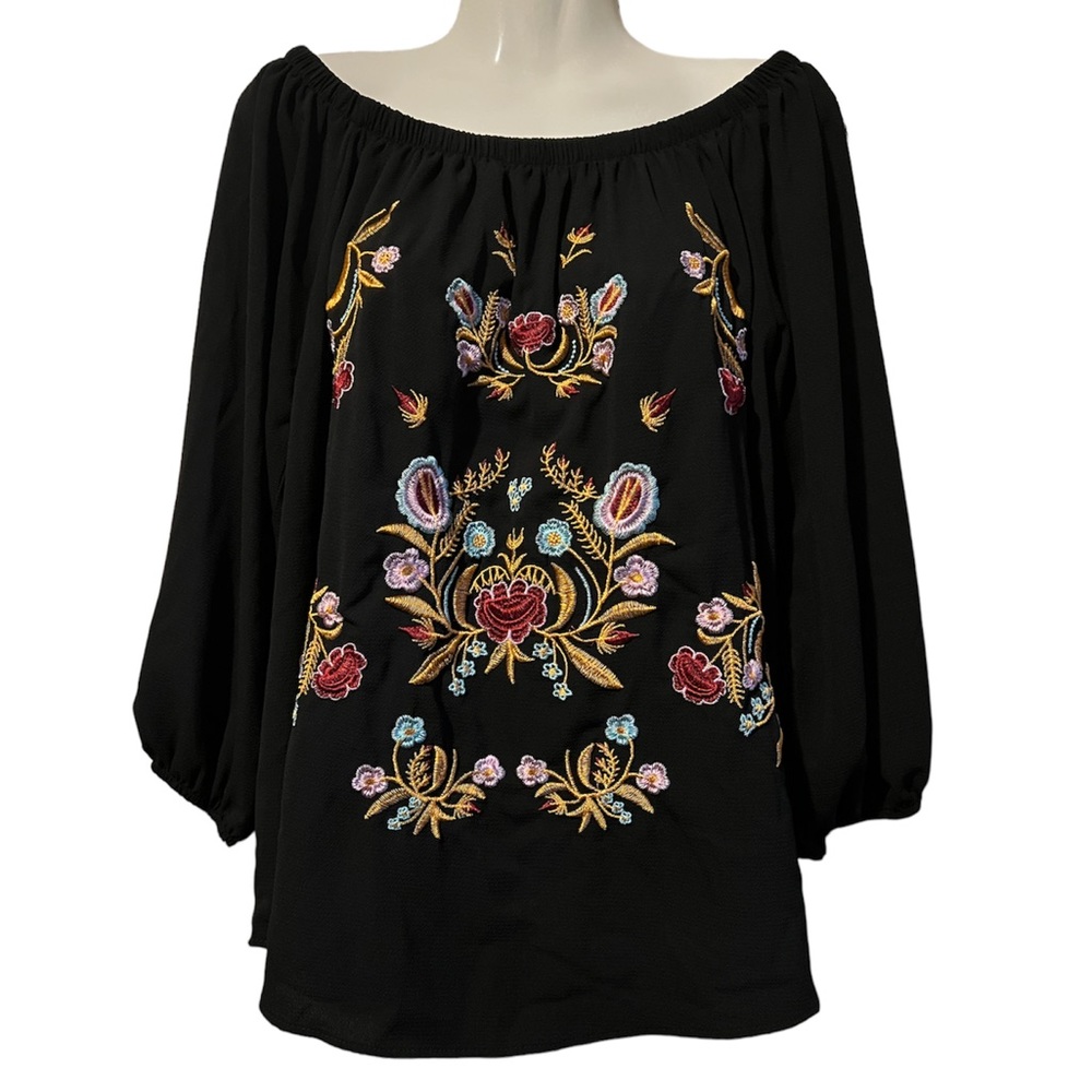 Embroidered Black Blouse